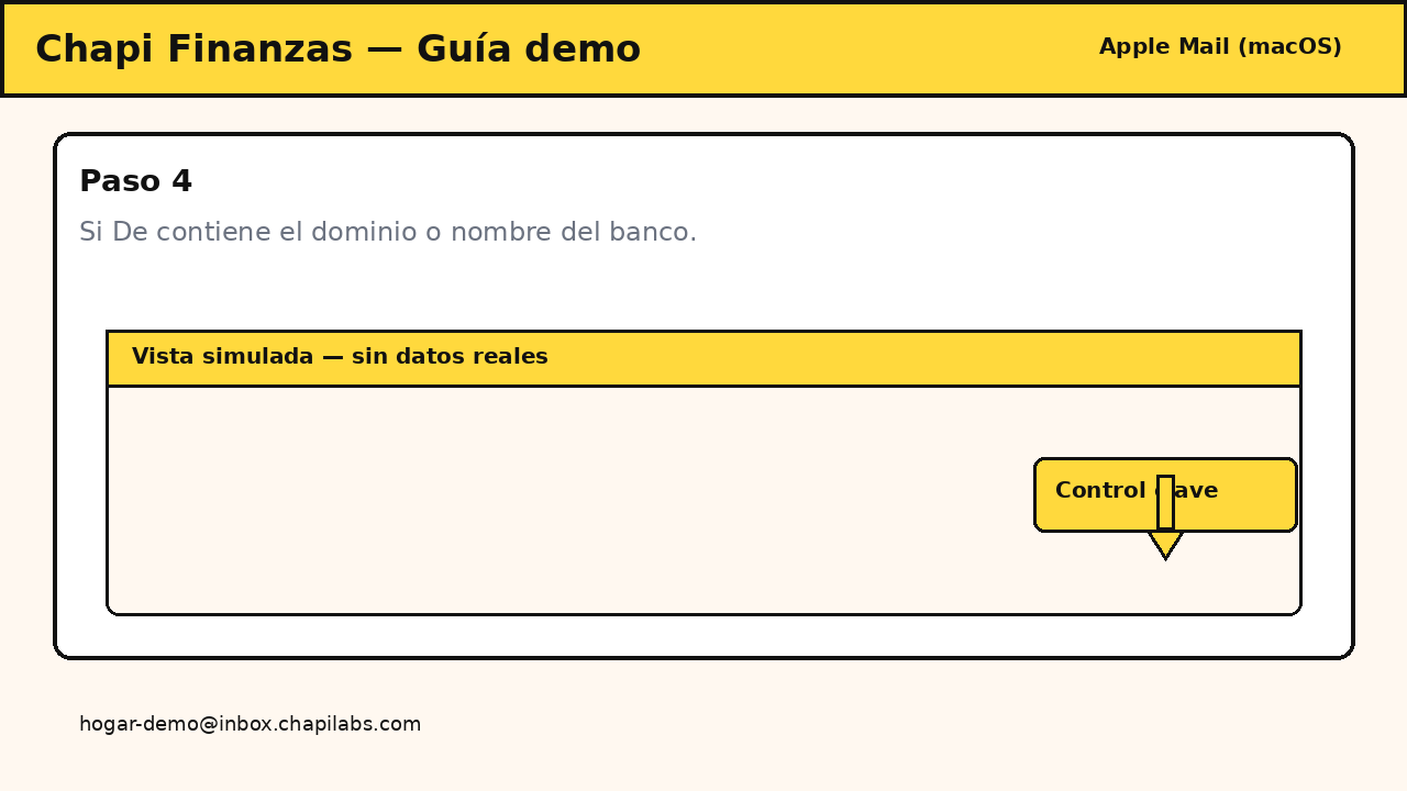 Condición De contiene el banco en una regla de Mail.