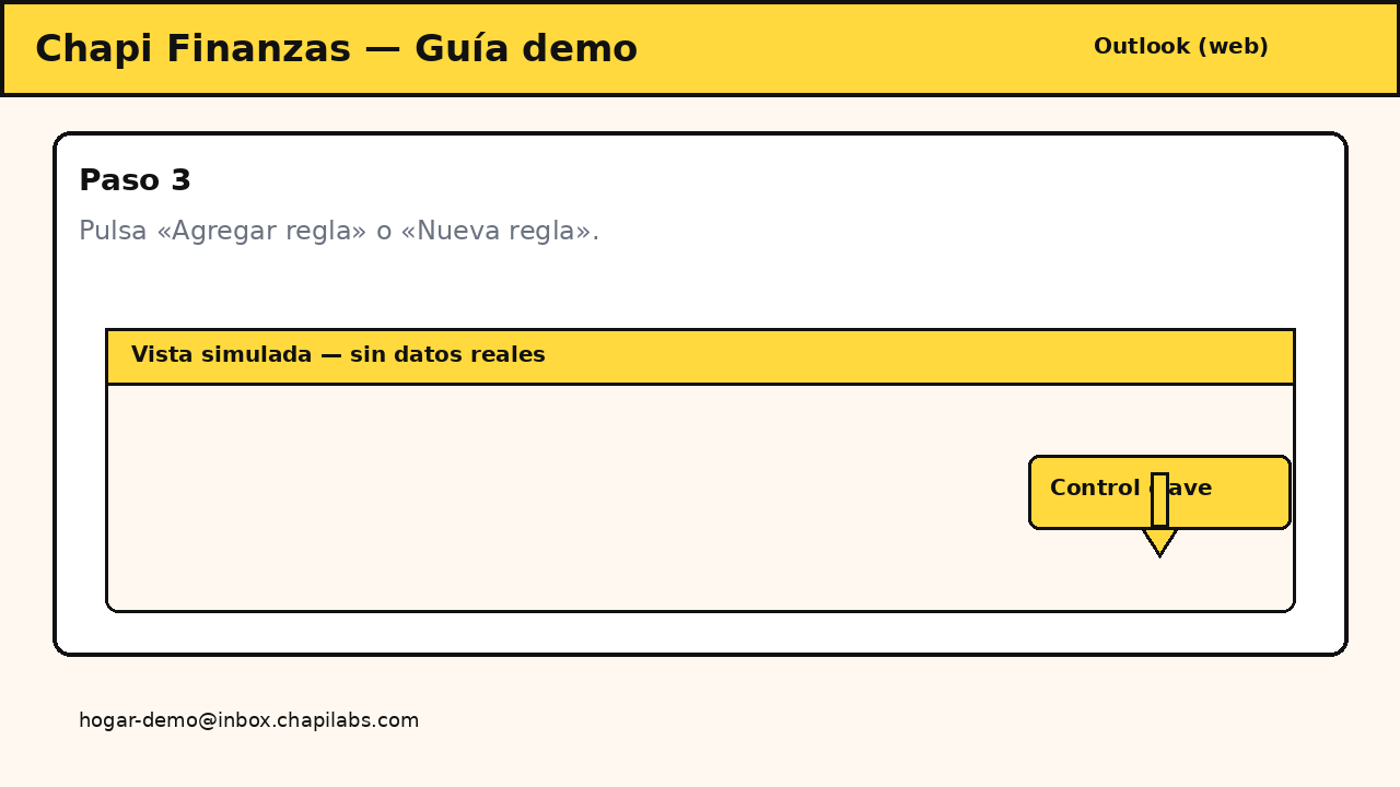 Botón para crear una nueva regla en Outlook.