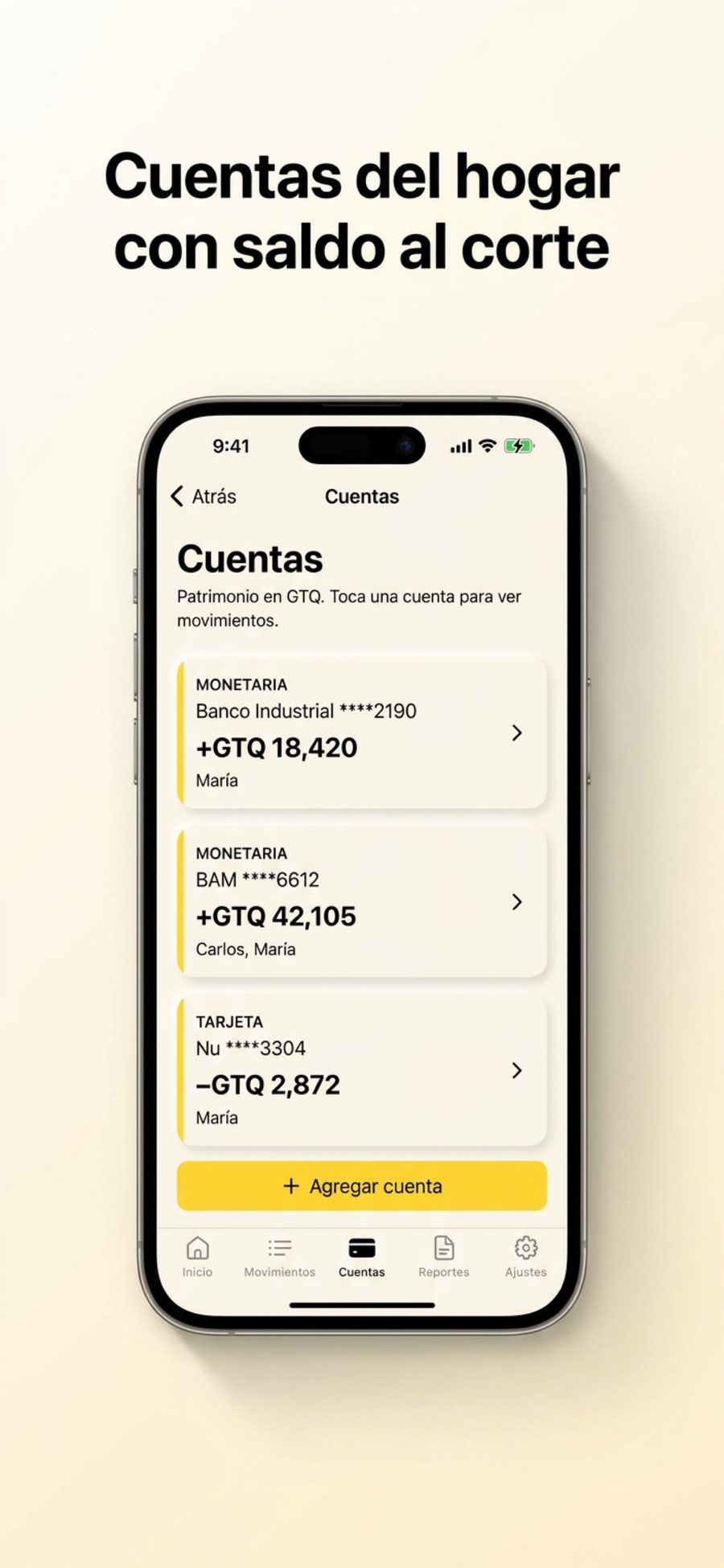 Captura de App Store: cuentas del hogar con saldo al corte.