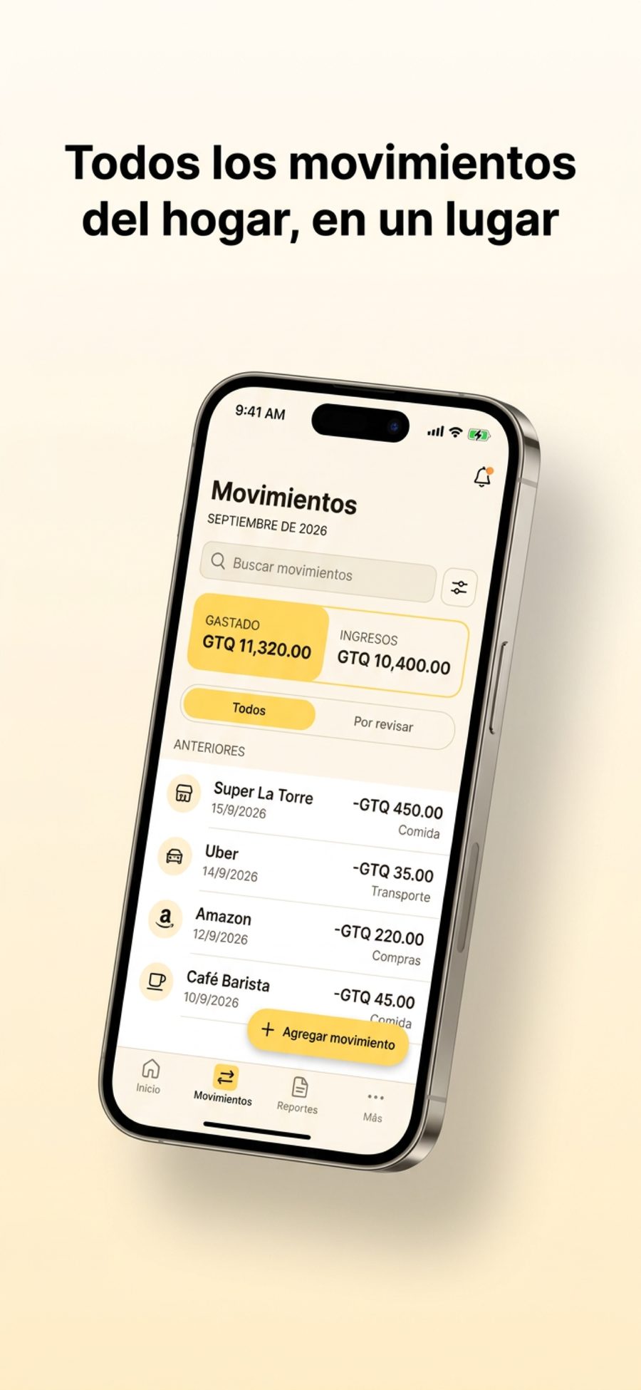 Captura de App Store: todos los movimientos del hogar en un lugar.